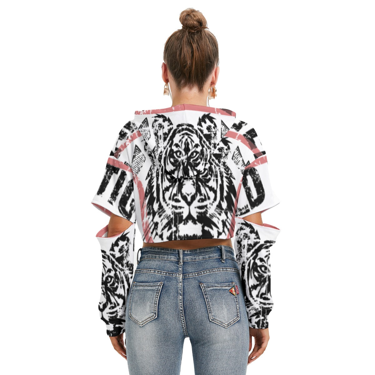 All-Over Print Women's Heavy Fleece Hoodie With Hollow Out Sleeve