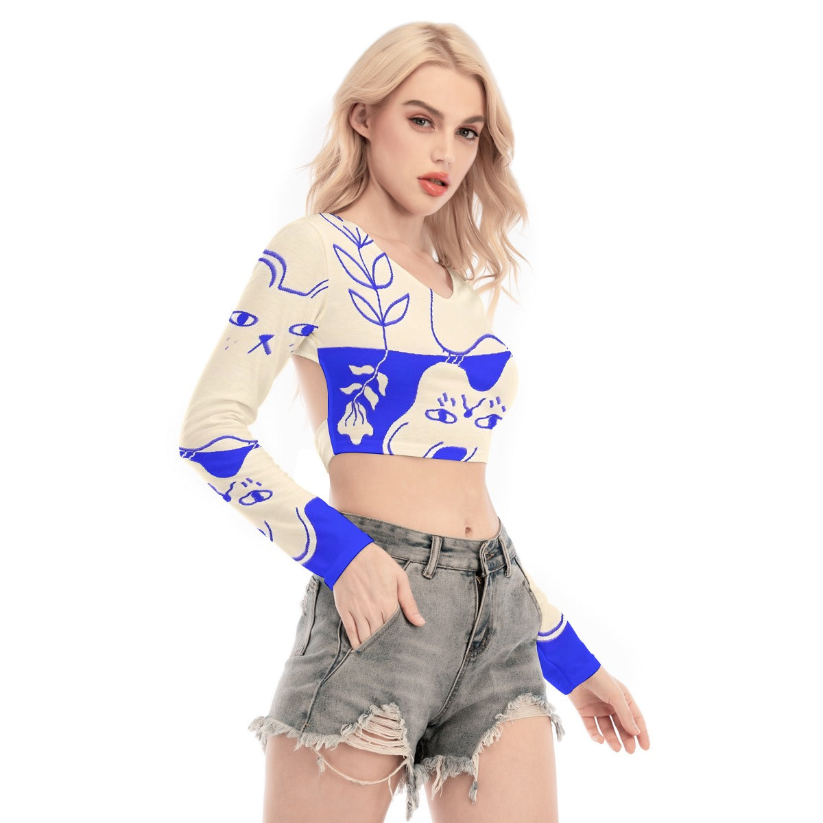 All-Over Print Women's Back Hollow T-shirt With Strap