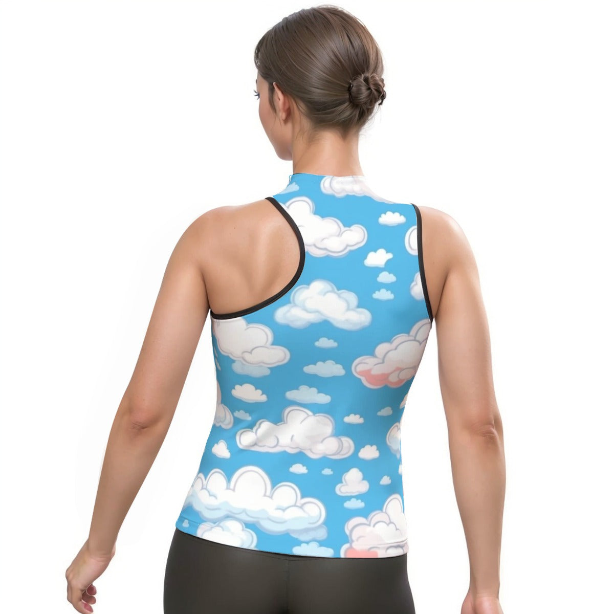 All-Over Print Women's Halter Sleeveless Asymmetrical Tank Top