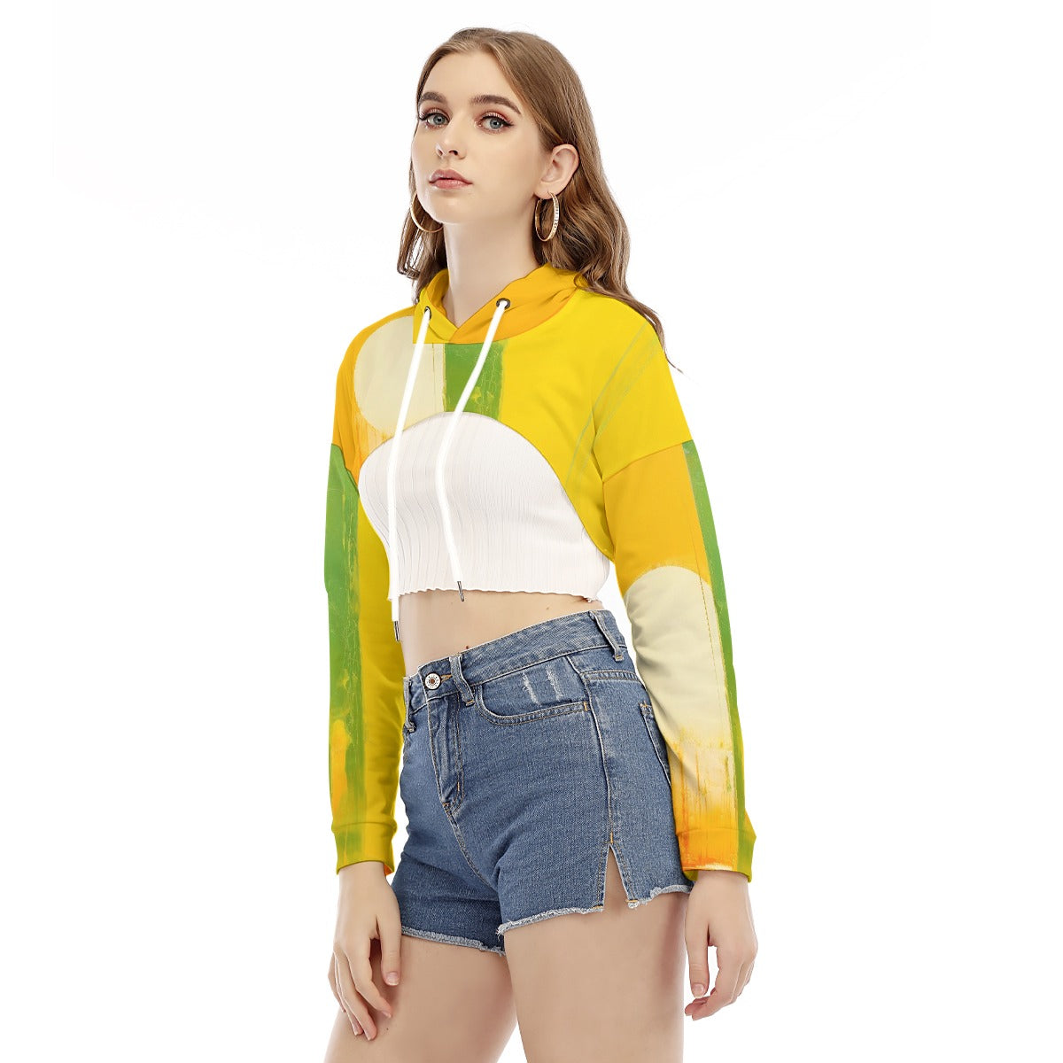 All-Over Print Women's Smock Short Hoodie With Long Sleeve