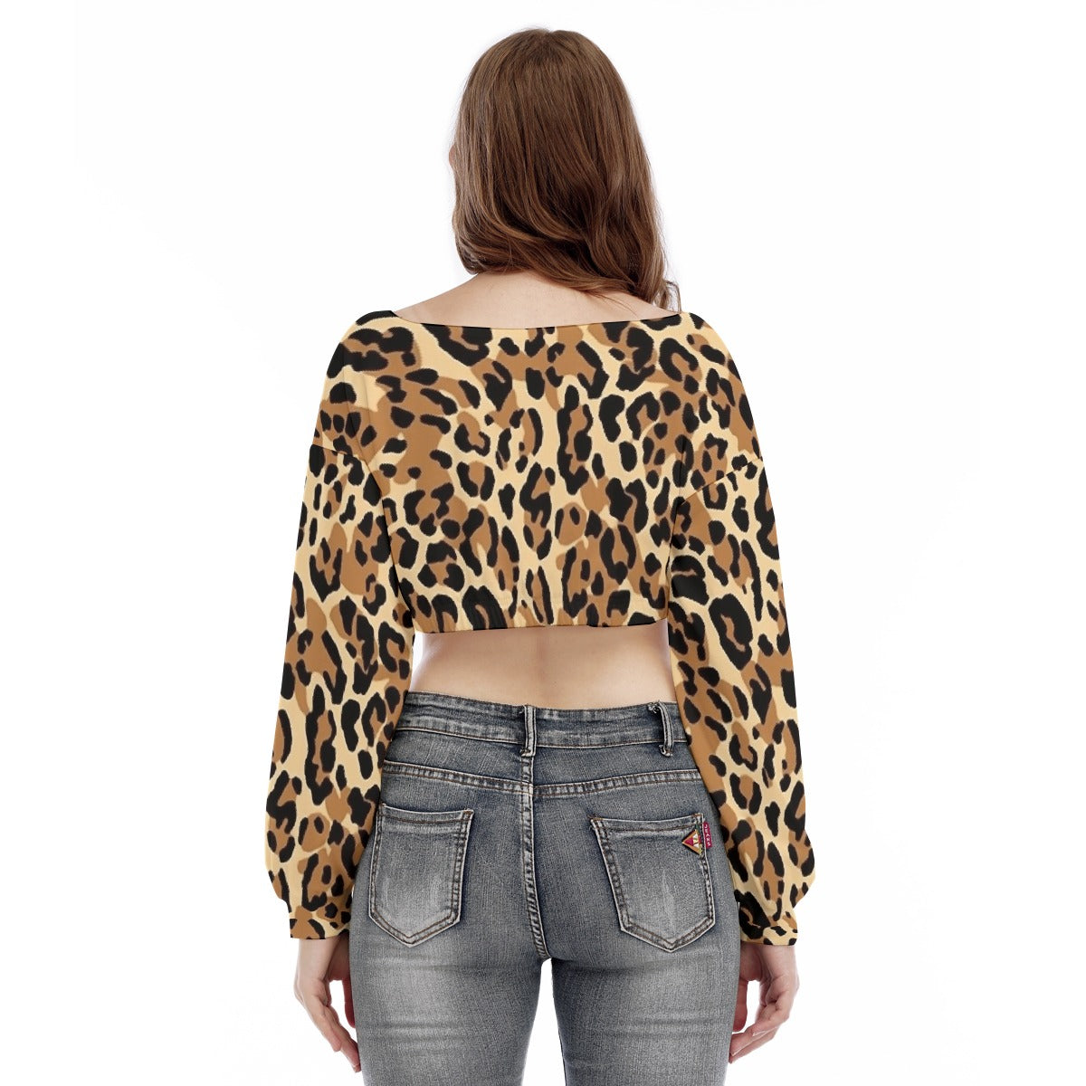 All-Over Print Women's V-neck Long Sleeve Cropped Sweatshirt