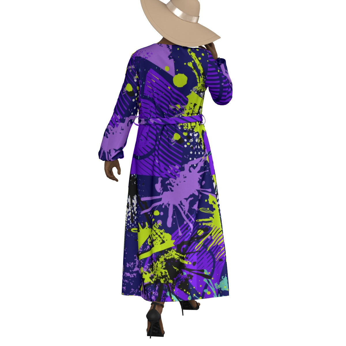 All-Over Print Women's Lace-up Chiffon Robe