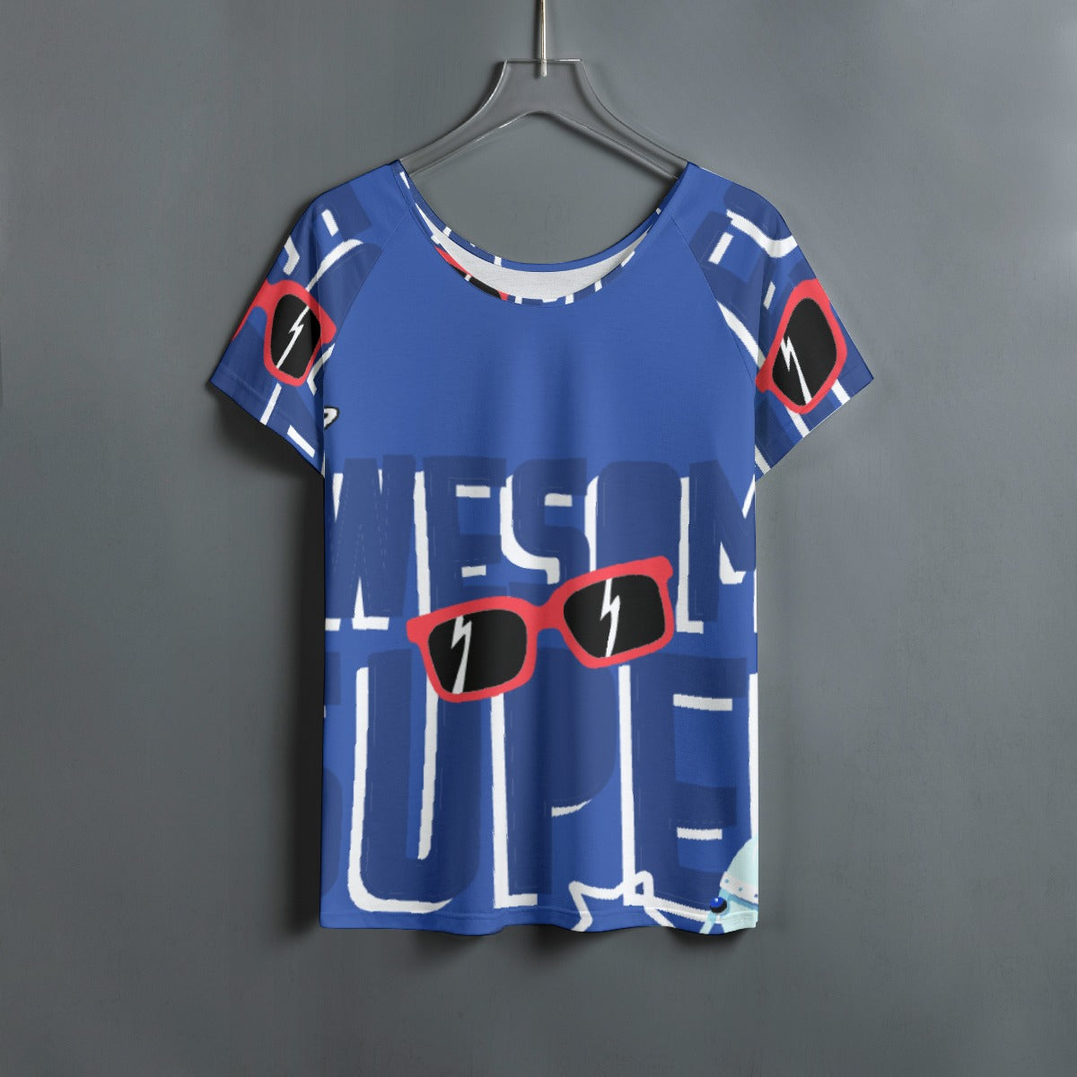 All-Over Print Women's Round Neck T-shirt With Raglan Sleeve