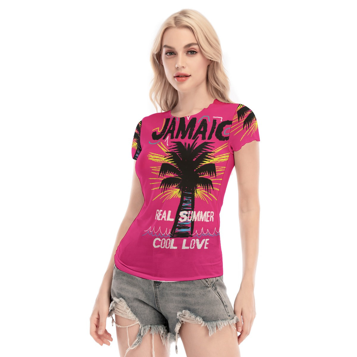 All-Over Print Women's Short Sleeve Mesh Blouse