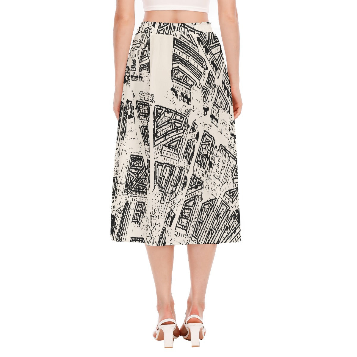 All-Over Print Women's Long Section Chiffon Skirt