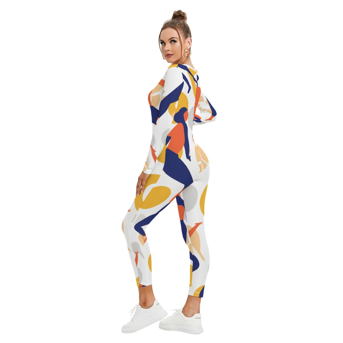 All-Over Print Women's Plunging Neck Jumpsuit