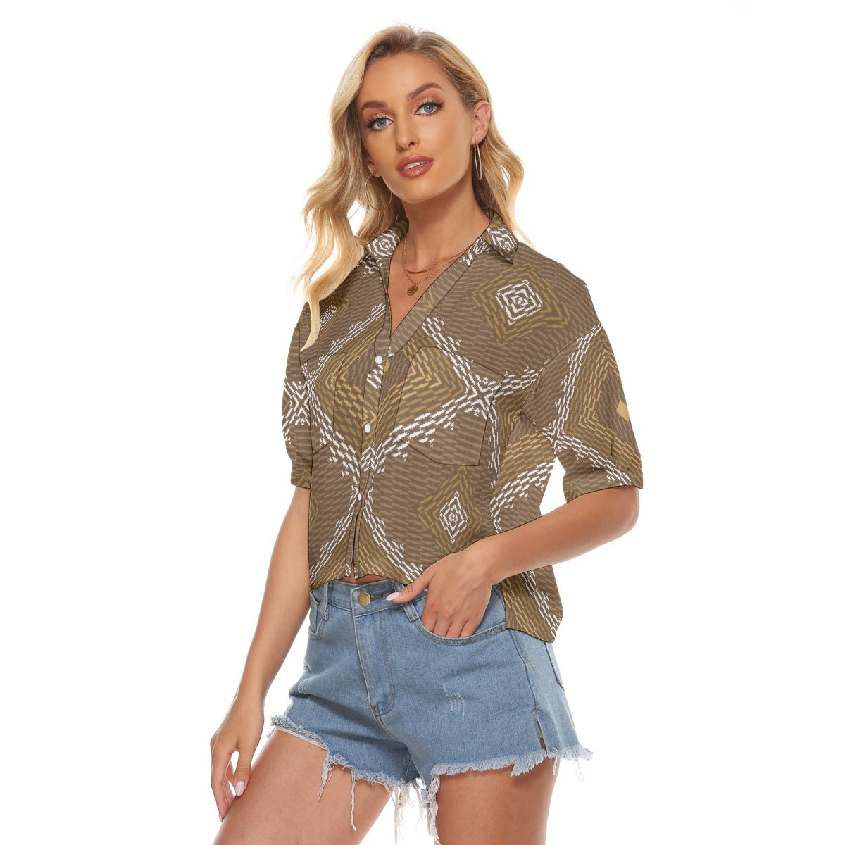 All-Over Print Women's V-neck Shirts