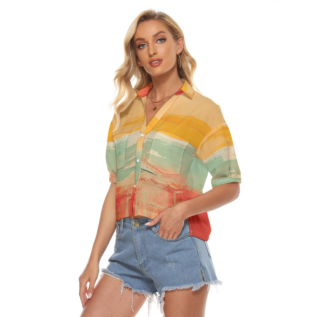 All-Over Print Women's V-neck Shirts