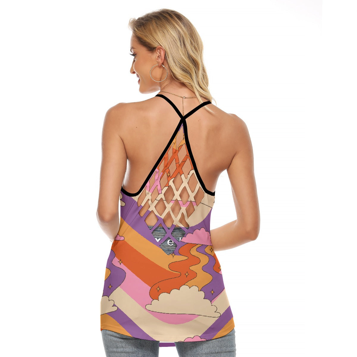 All-Over Print Women's Criss-Cross Open Back Tank Top
