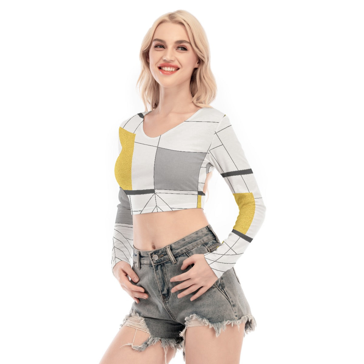 All-Over Print Women's Back Hollow T-shirt With Strap