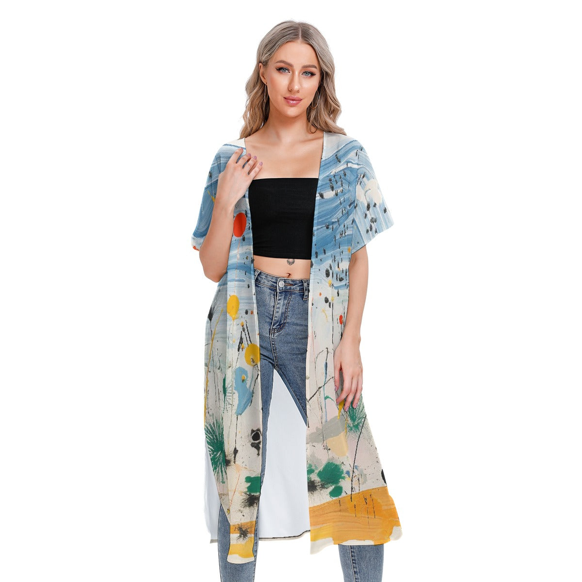 All-Over Print Women's Short Sleeve Cardigan