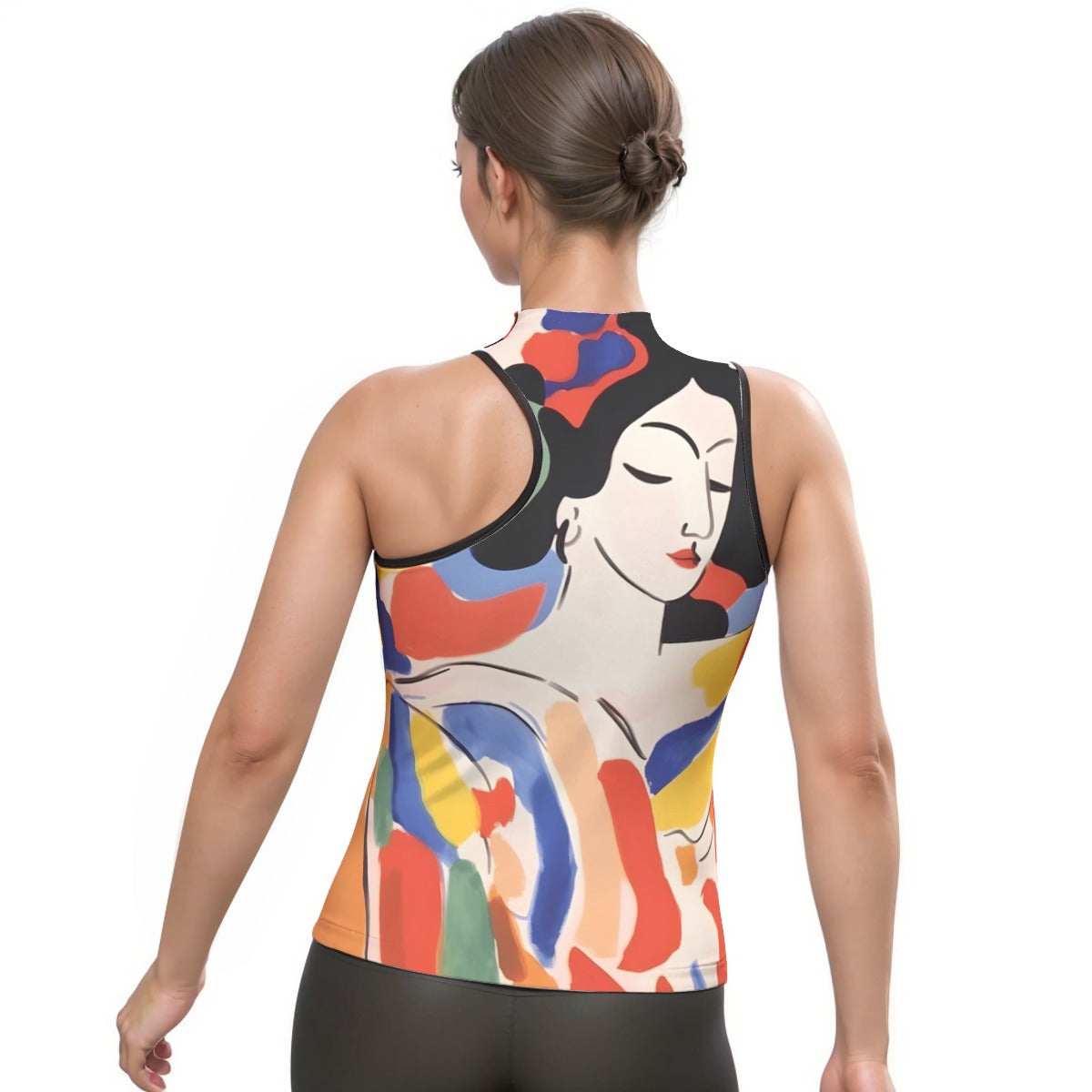 All-Over Print Women's Halter Sleeveless Asymmetrical Tank Top
