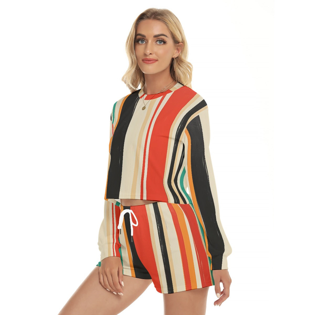 All-Over Print Women's Short Sweatshirt And Pants Suit