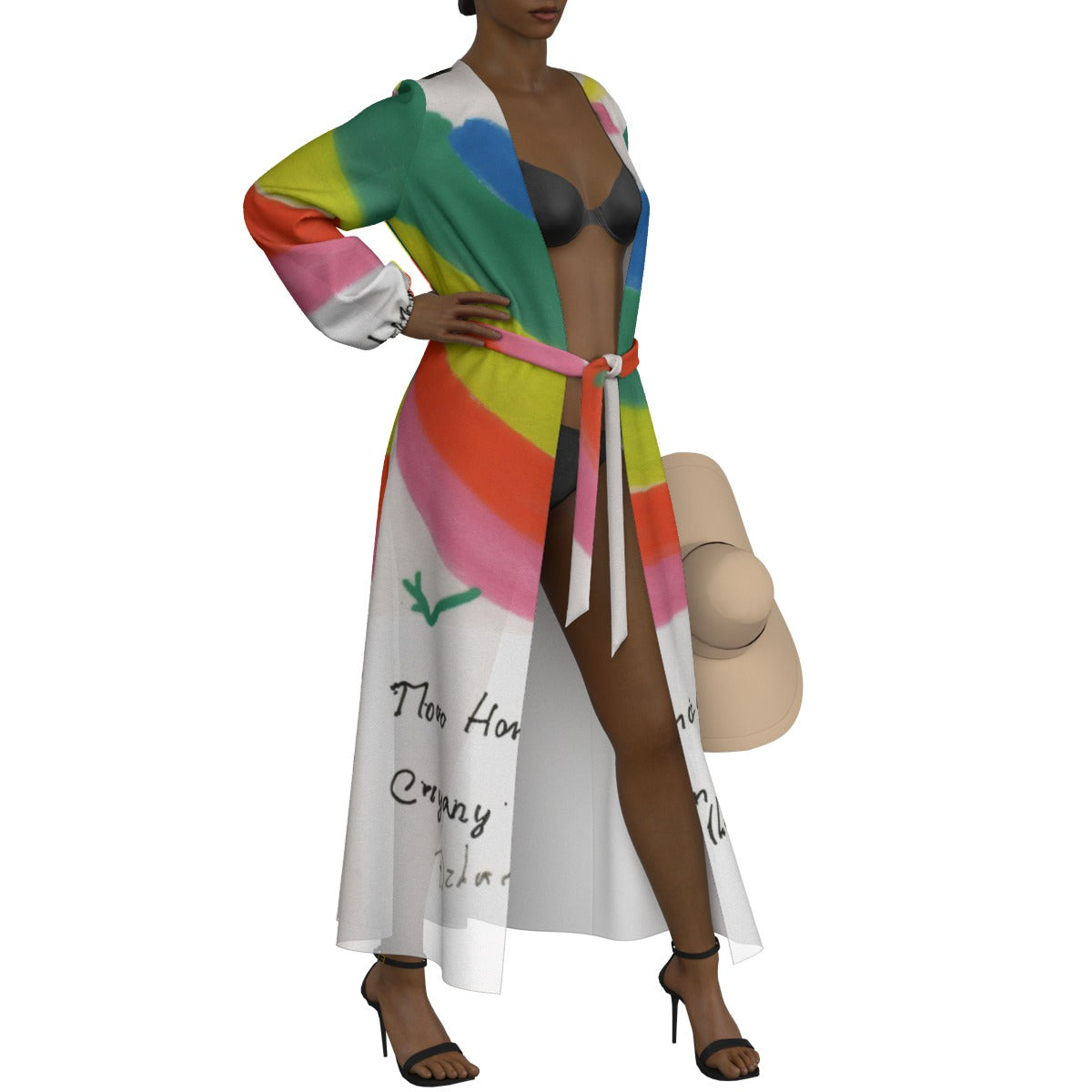 All-Over Print Women's Lace-up Chiffon Robe