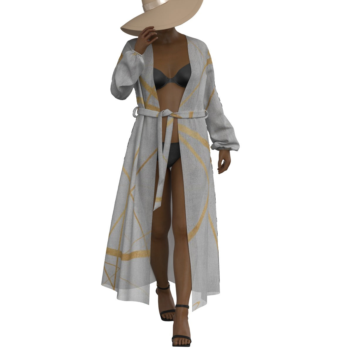 All-Over Print Women's Lace-up Chiffon Robe