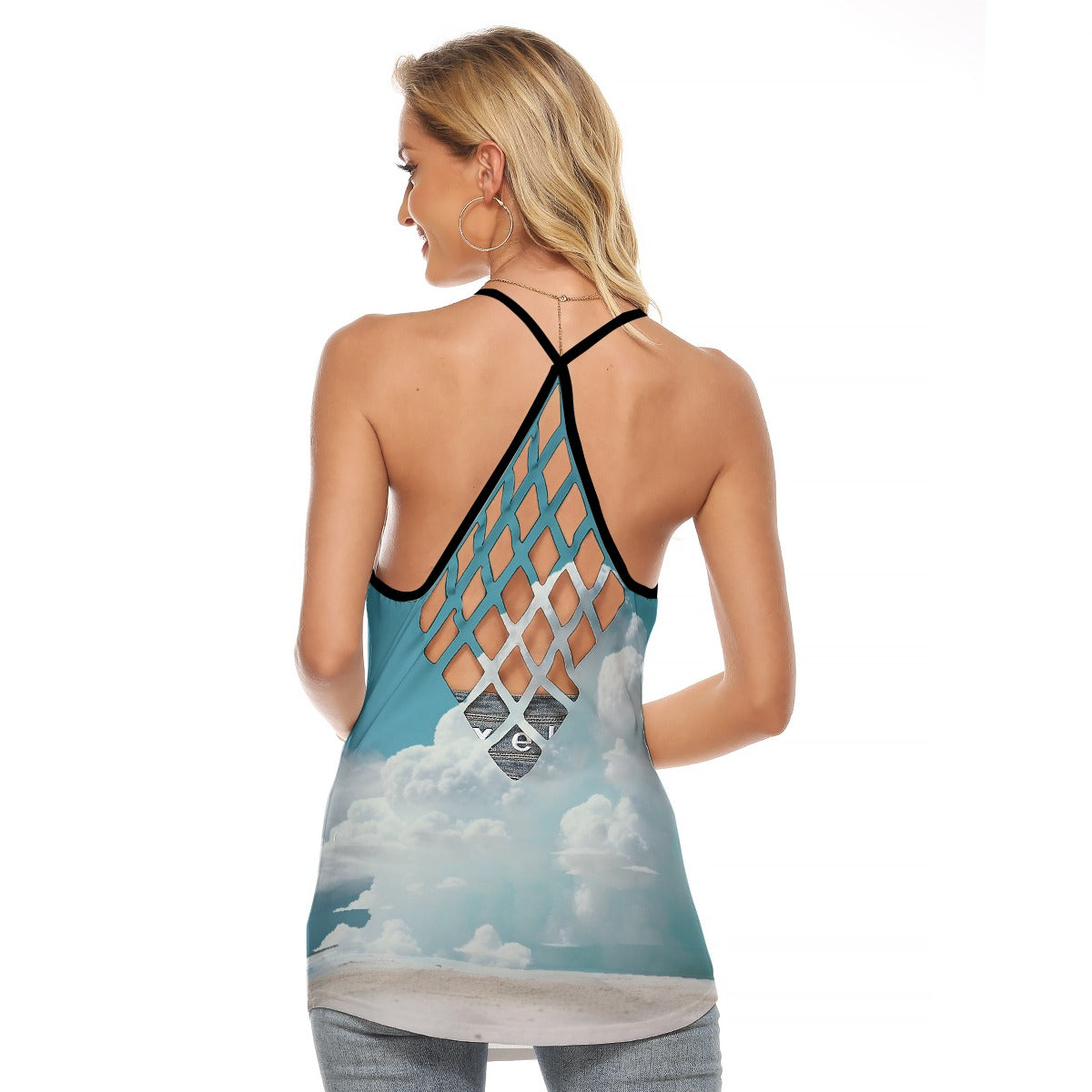 All-Over Print Women's Criss-Cross Open Back Tank Top