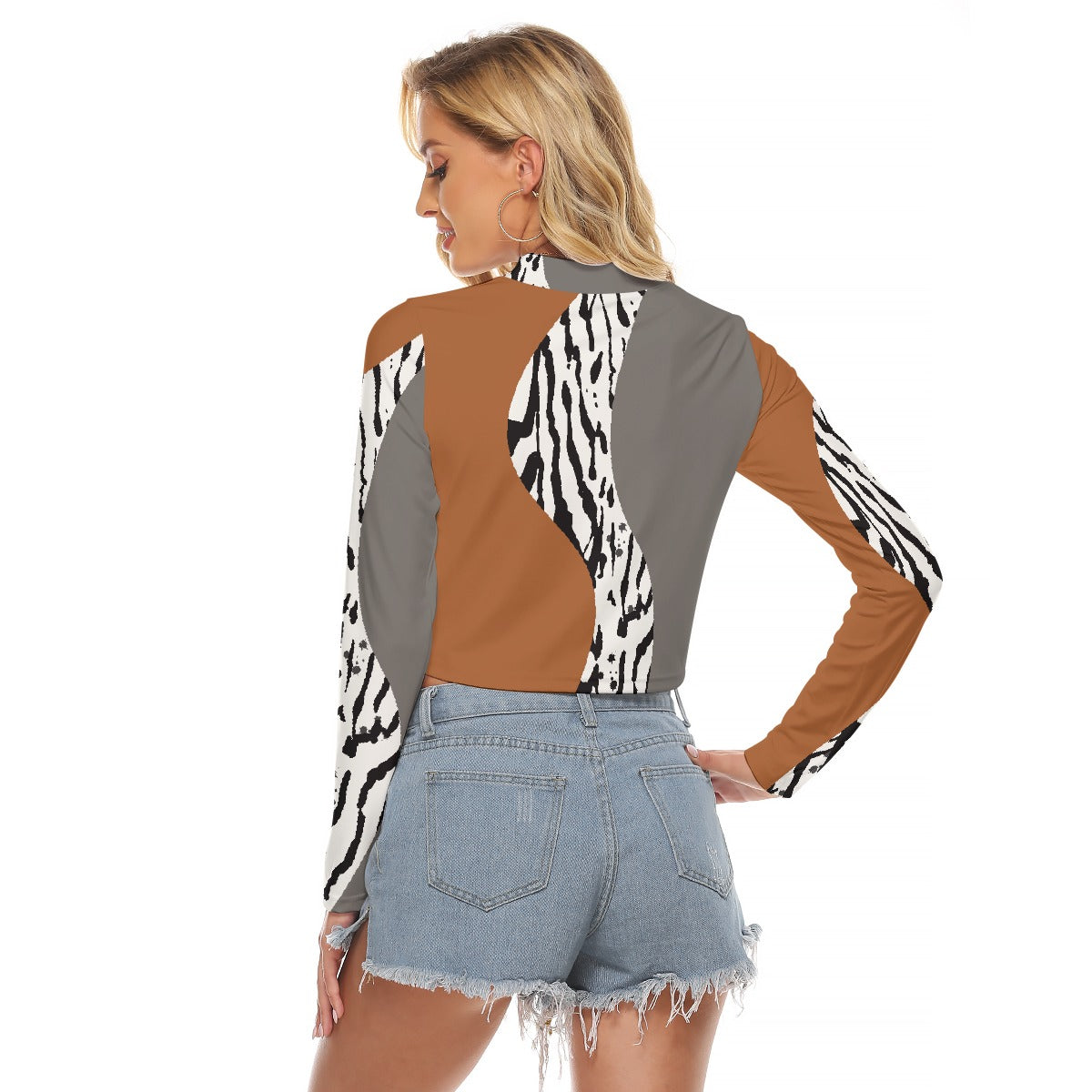 All-Over Print Women's Hollow Chest Keyhole Tight Crop Top