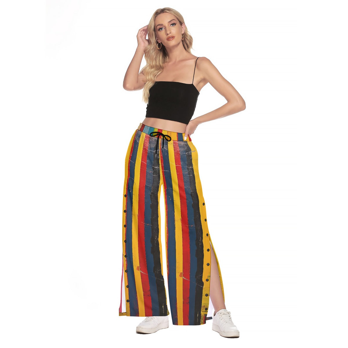 All-Over Print Women's Side Slit Snap Button Trousers