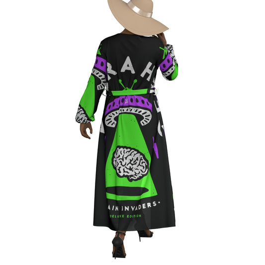 All-Over Print Women's Lace-up Chiffon Robe