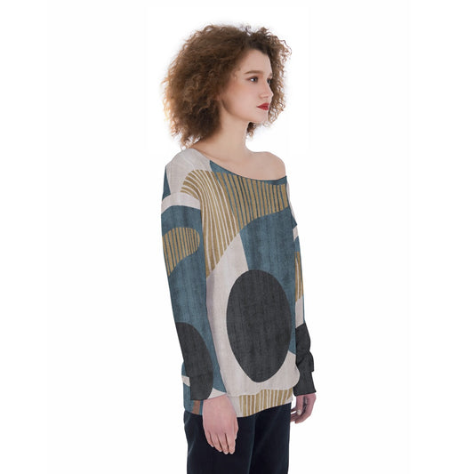 All-Over Print Oversized Women's Off-Shoulder Sweatshirt