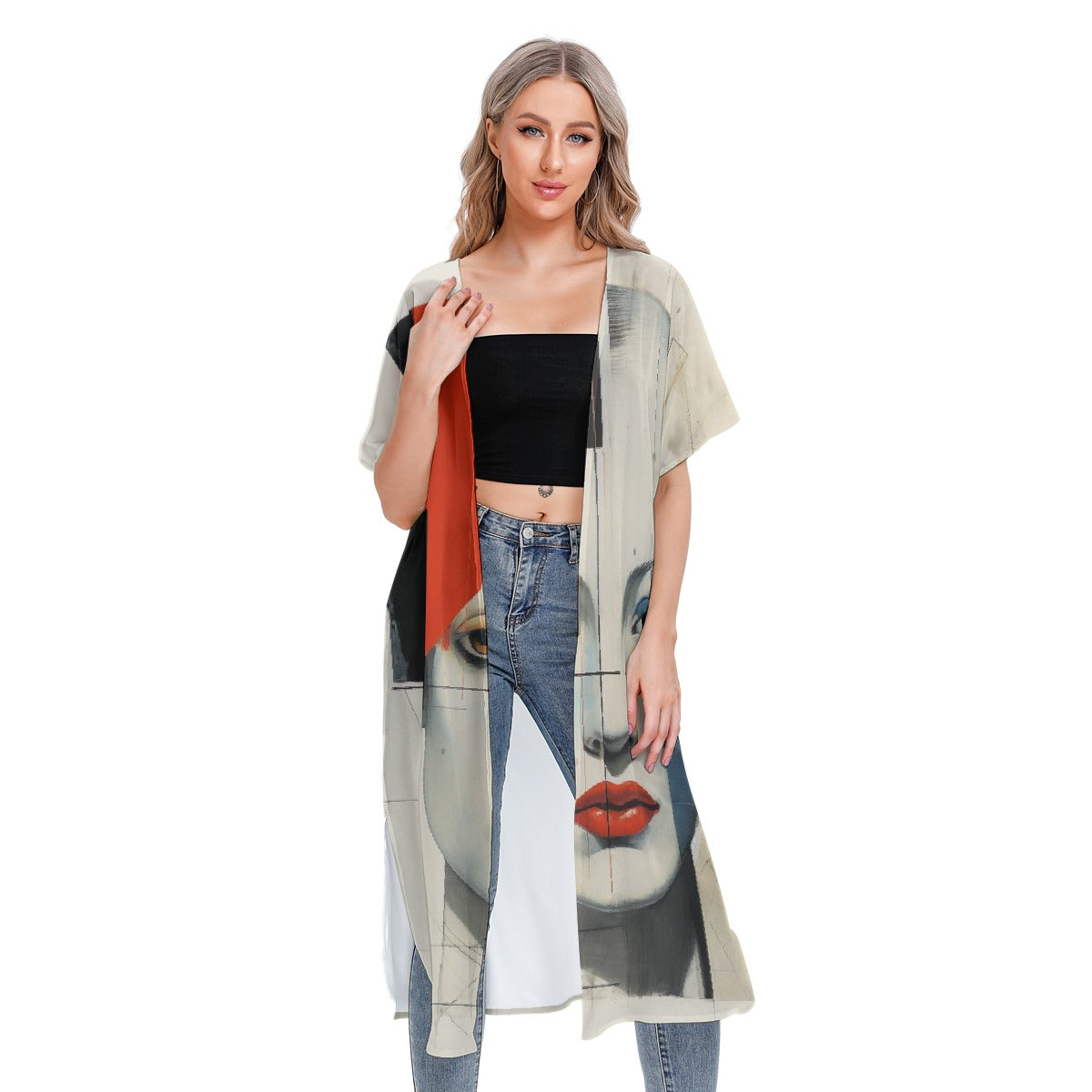 All-Over Print Women's Short Sleeve Cardigan