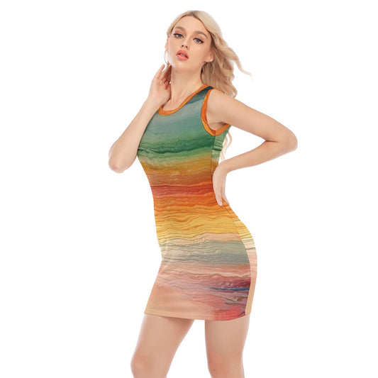 All-Over Print Women's O-neck Sleeveless Hip Skirt