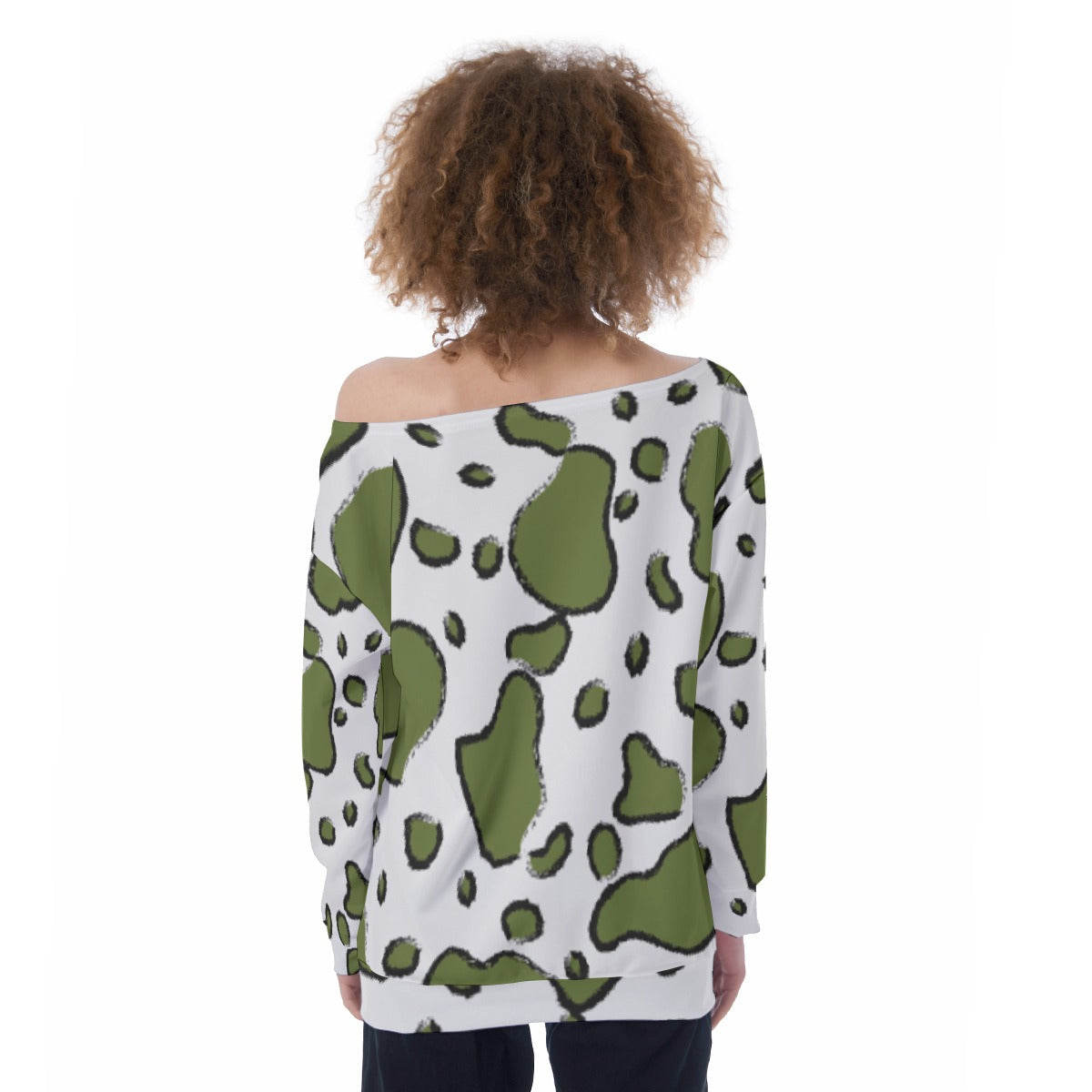 All-Over Print Oversized Women's Off-Shoulder Sweatshirt