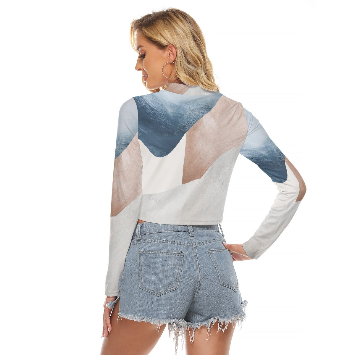 All-Over Print Women's Hollow Chest Keyhole Tight Crop Top