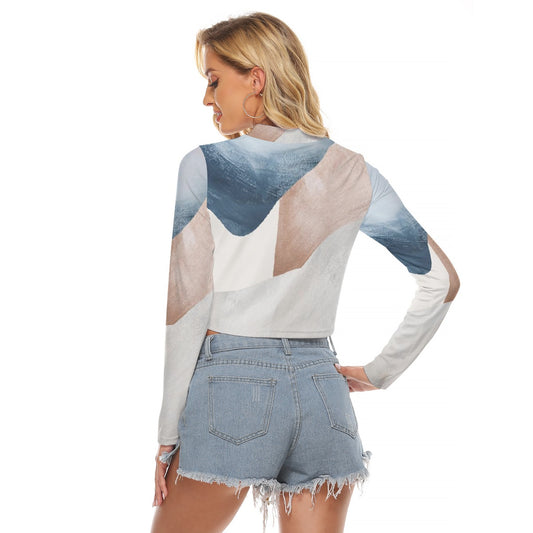 All-Over Print Women's Hollow Chest Keyhole Tight Crop Top