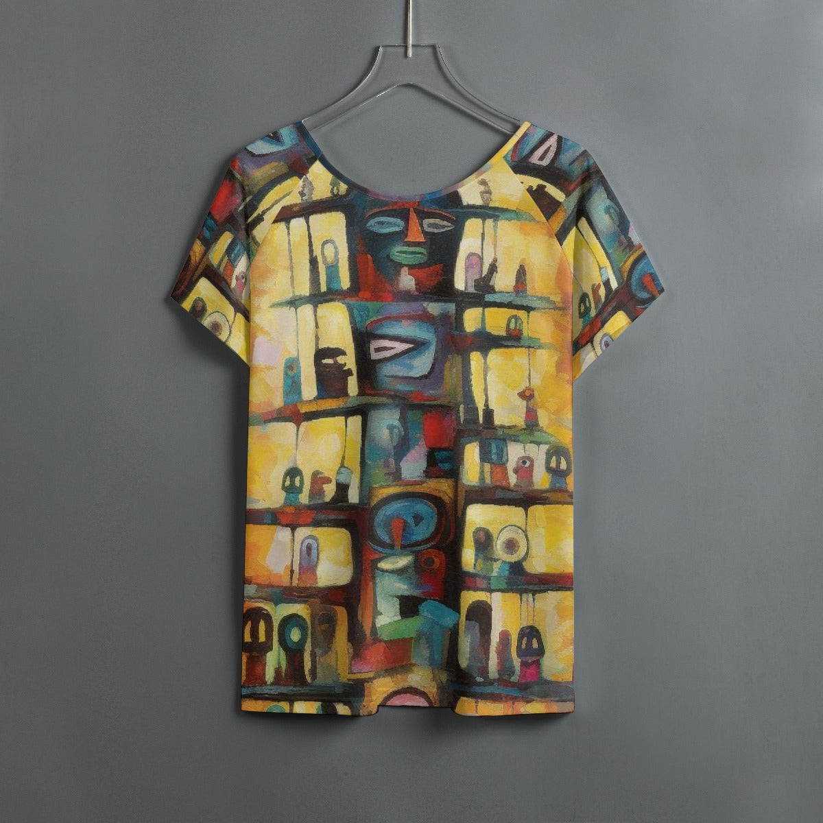 All-Over Print Women's Round Neck T-shirt With Raglan Sleeve