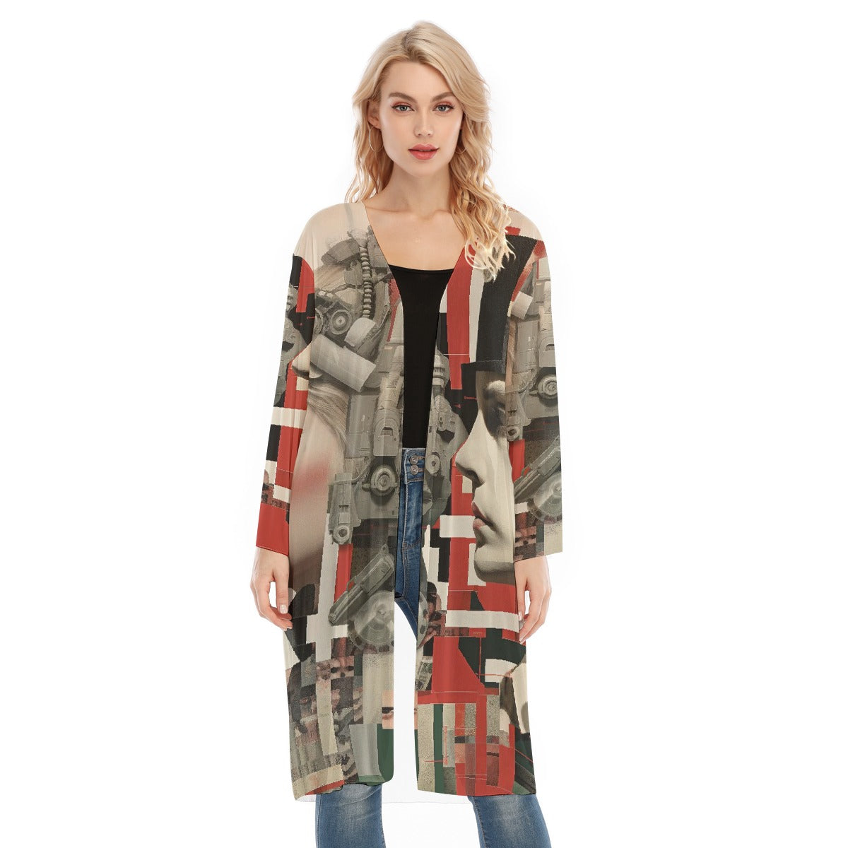 All- Over Print Women's Long Sleeve Mesh Cardigan