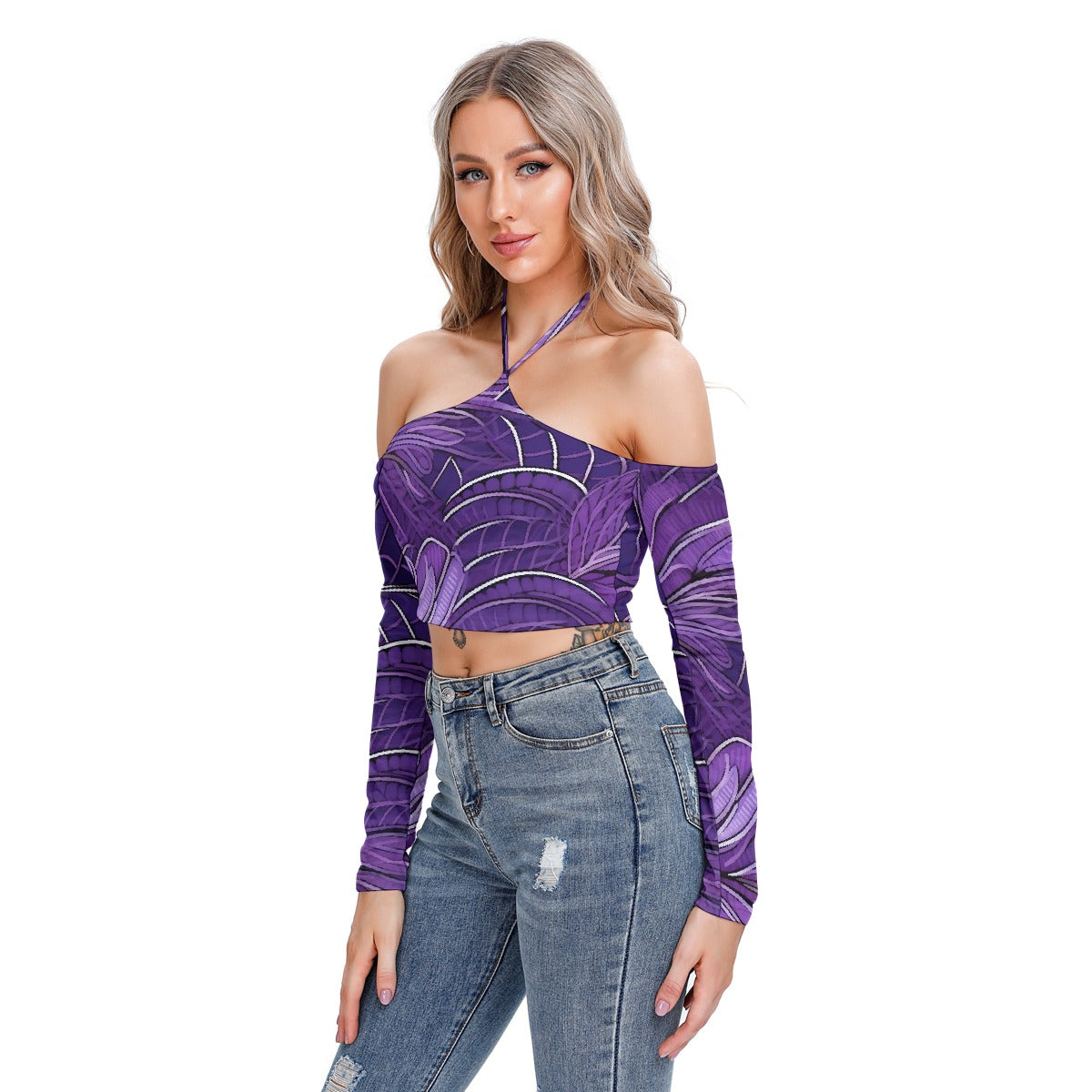 All-Over Print Women's Halter Lace-up Top
