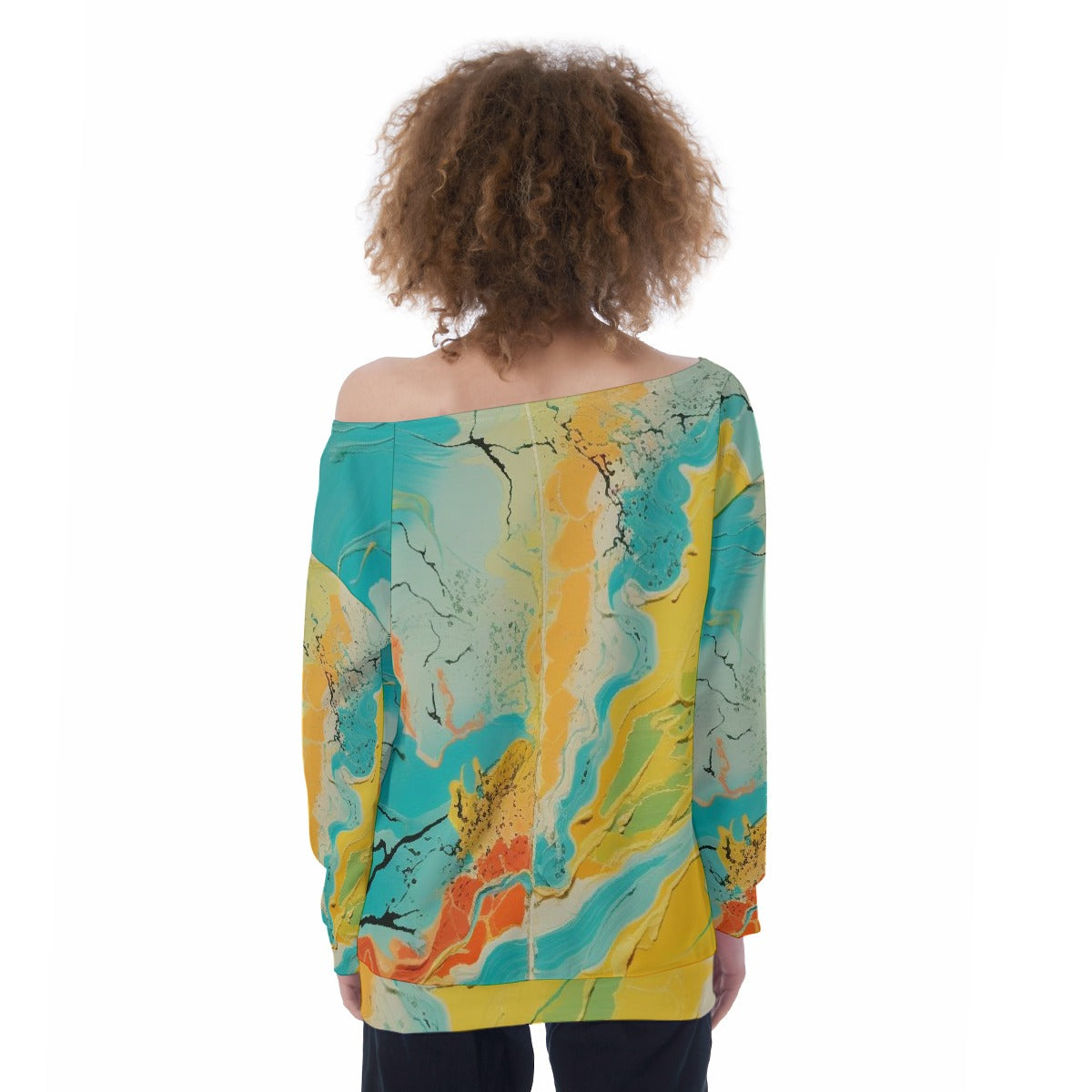 All-Over Print Oversized Women's Off-Shoulder Sweatshirt