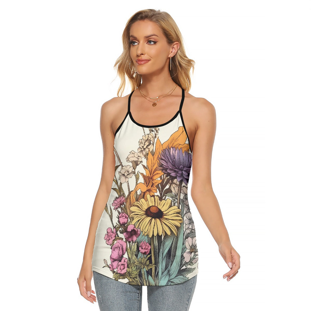 All-Over Print Women's Criss-Cross Open Back Tank Top