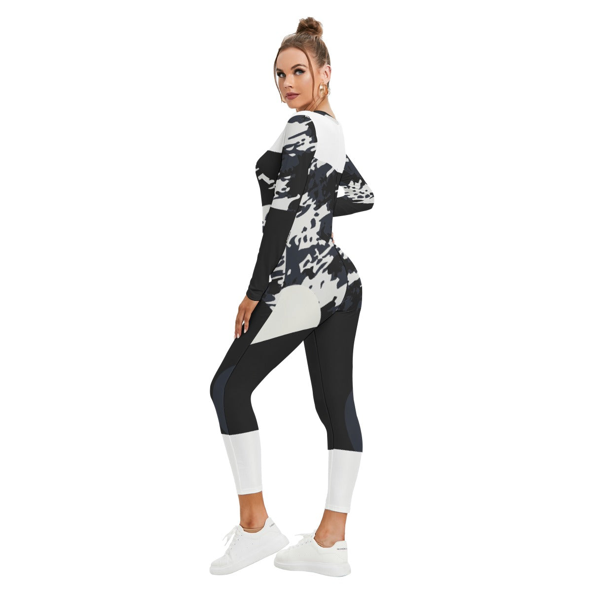All-Over Print Women's Plunging Neck Jumpsuit
