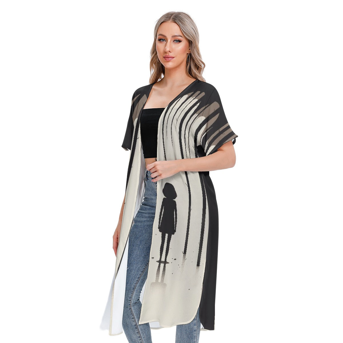 All-Over Print Women's Short Sleeve Cardigan