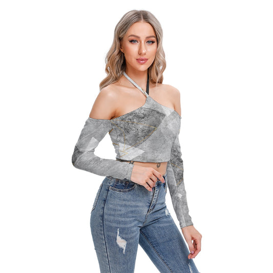 All-Over Print Women's Halter Lace-up Top