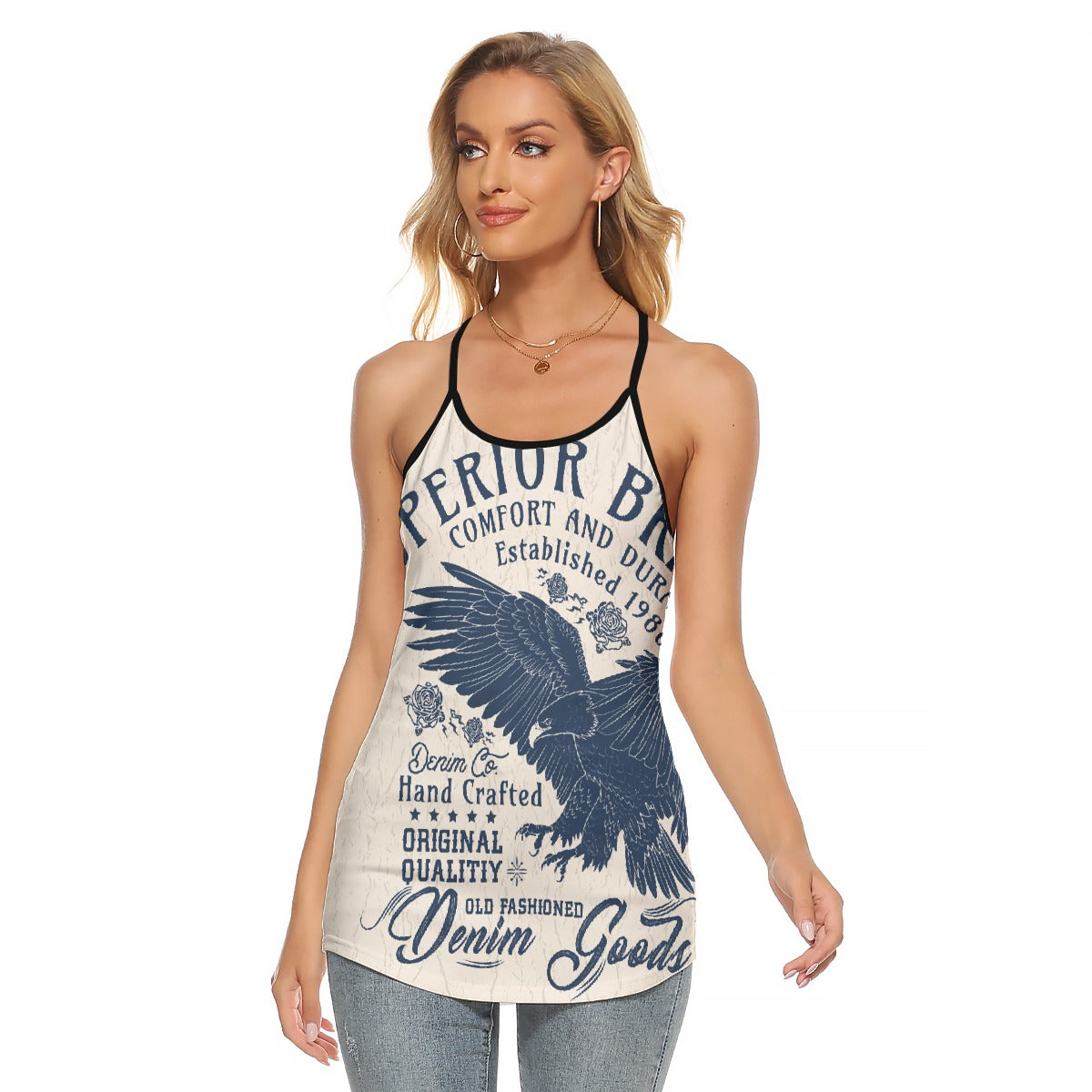 All-Over Print Women's Criss-Cross Open Back Tank Top
