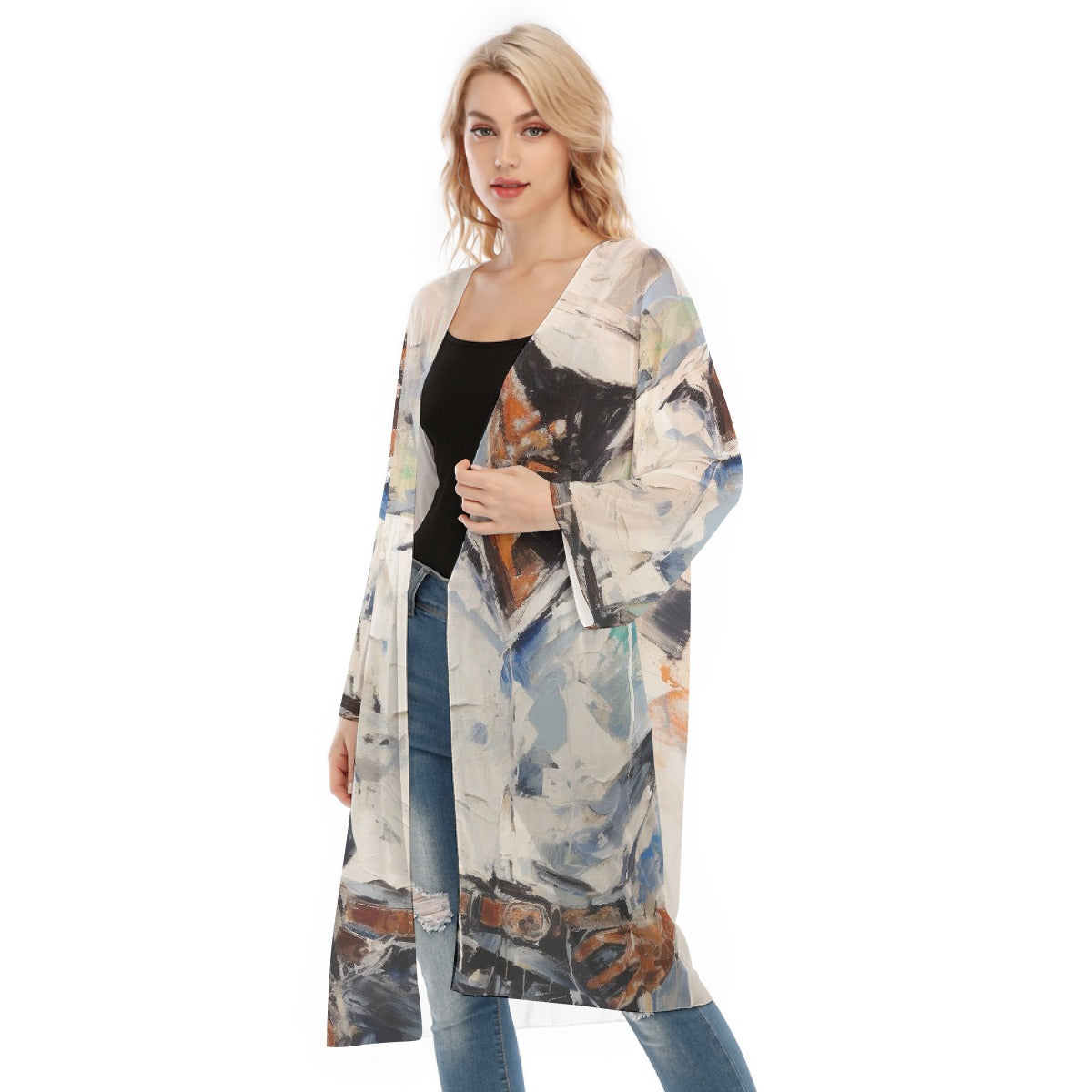 All- Over Print Women's Long Sleeve Mesh Cardigan
