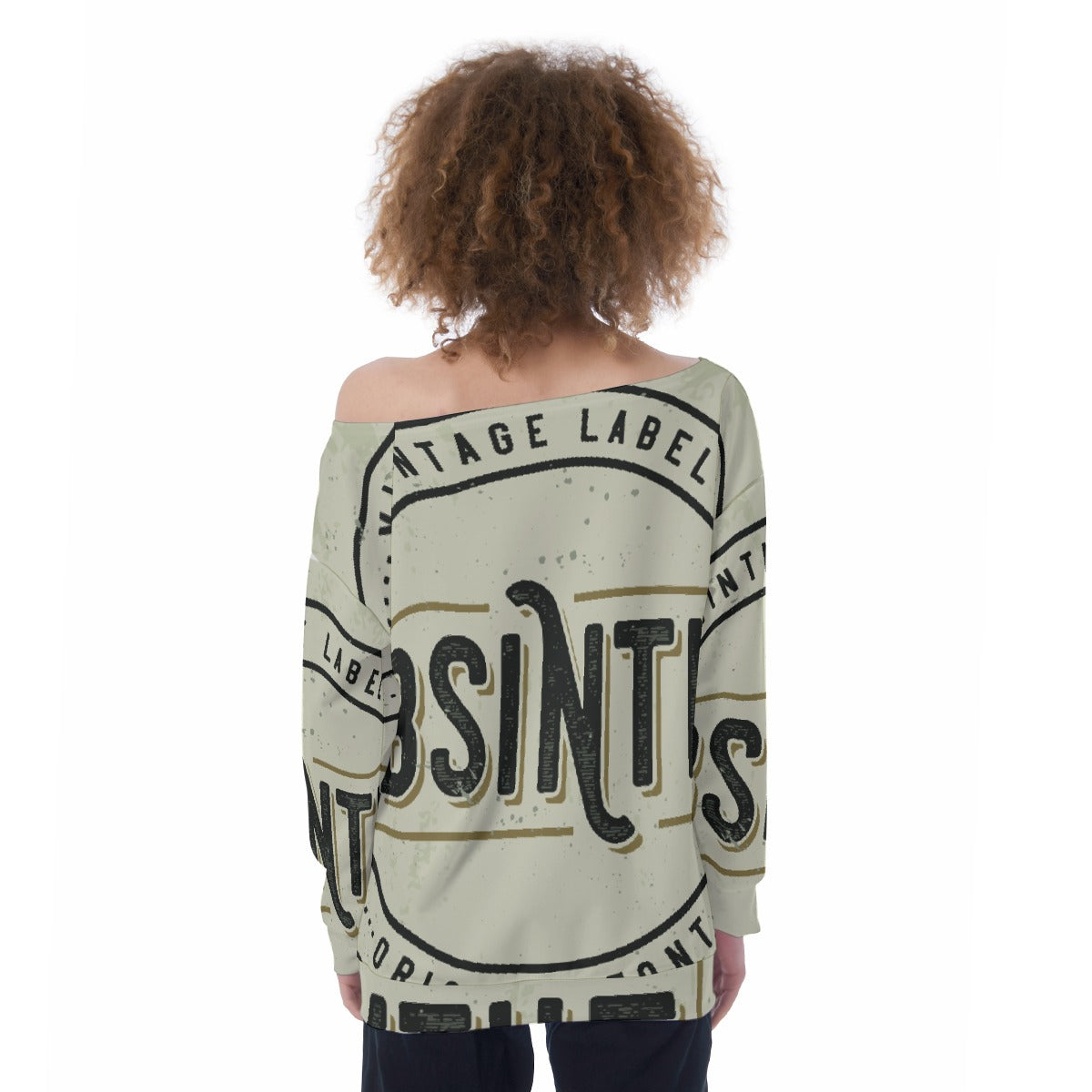 All-Over Print Oversized Women's Off-Shoulder Sweatshirt