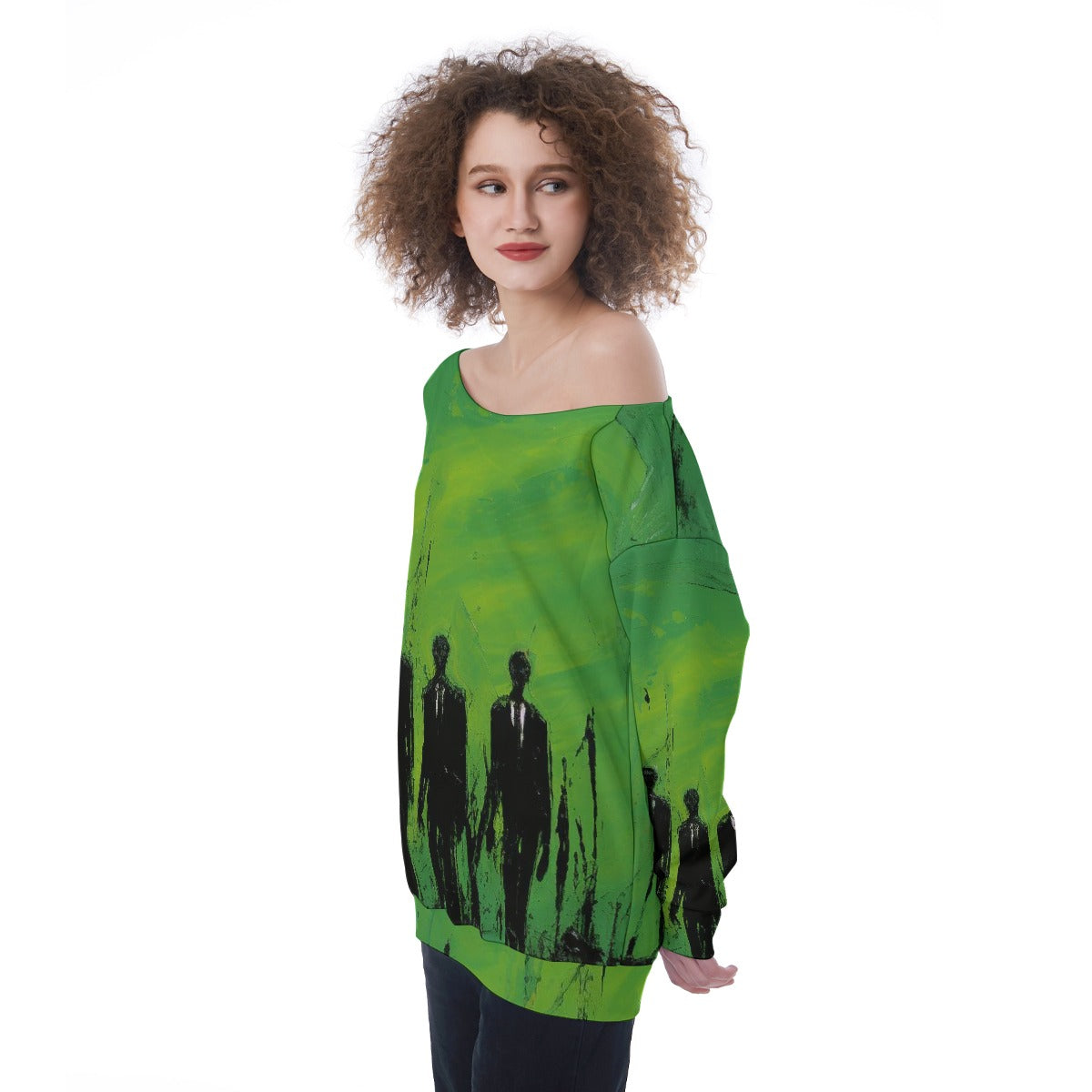 All-Over Print Oversized Women's Off-Shoulder Sweatshirt