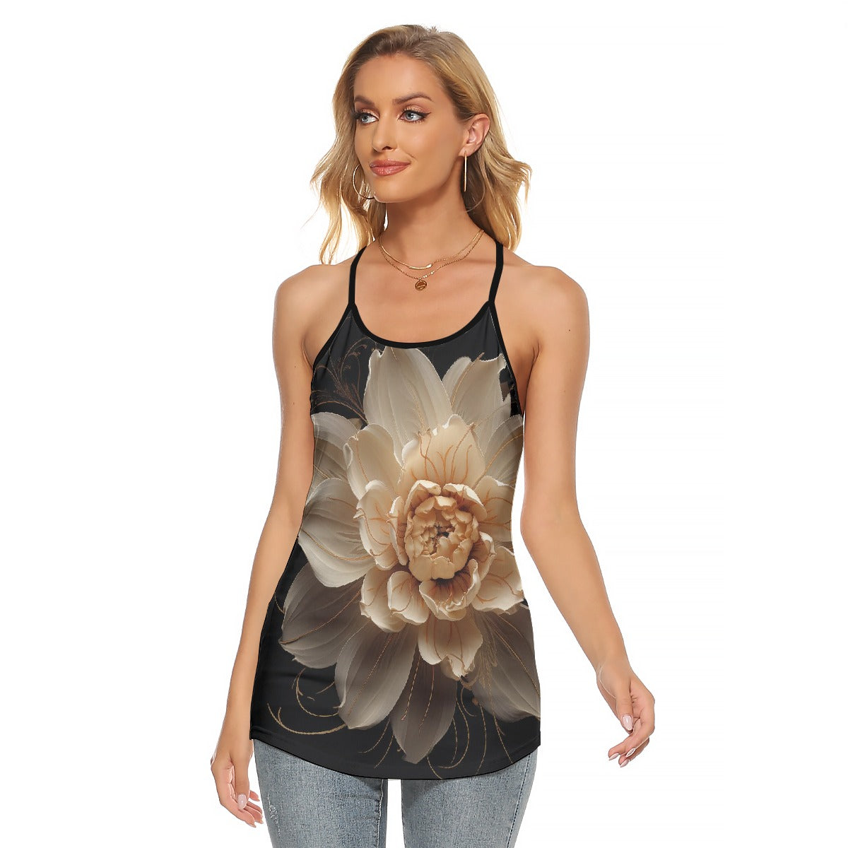 All-Over Print Women's Criss-Cross Open Back Tank Top