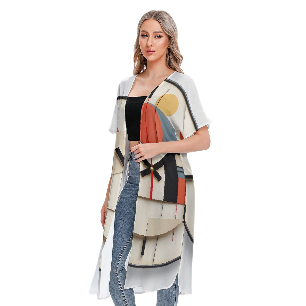 All-Over Print Women's Short Sleeve Cardigan