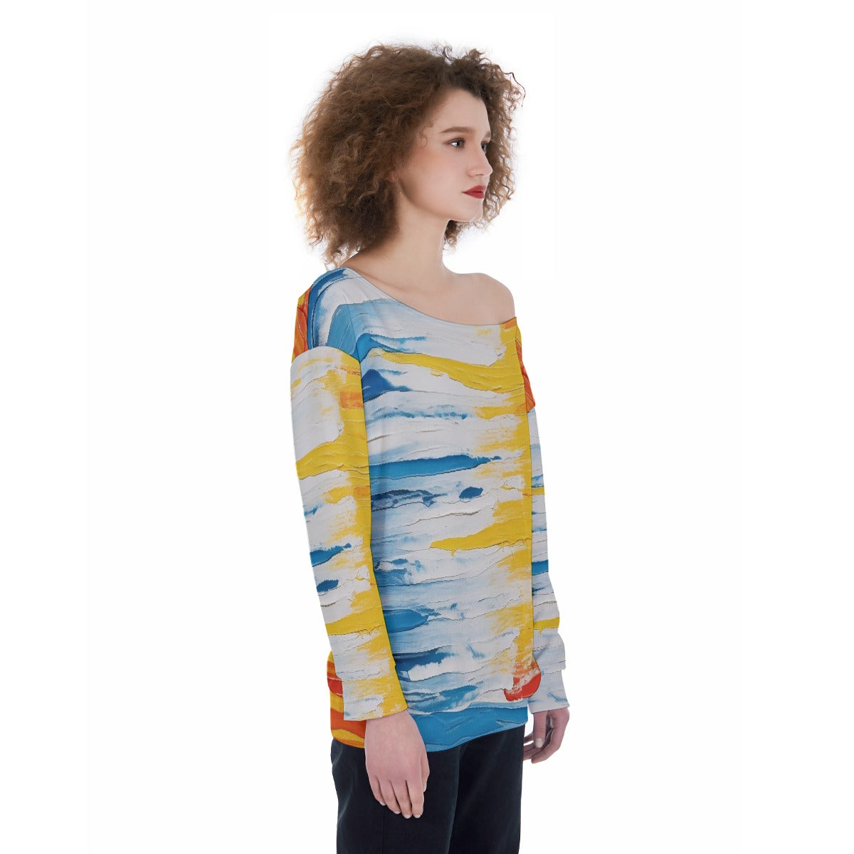 All-Over Print Oversized Women's Off-Shoulder Sweatshirt