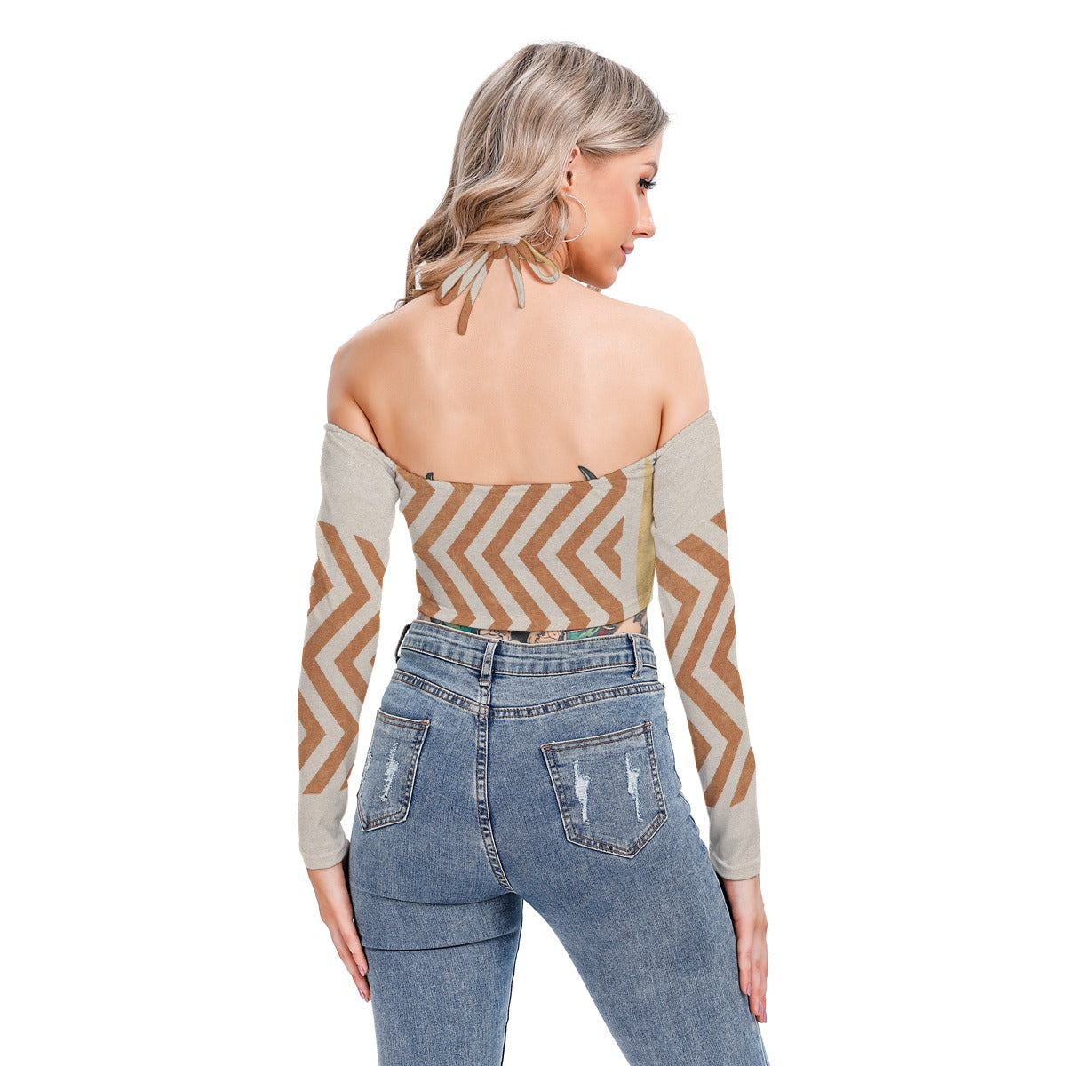All-Over Print Women's Halter Lace-up Top