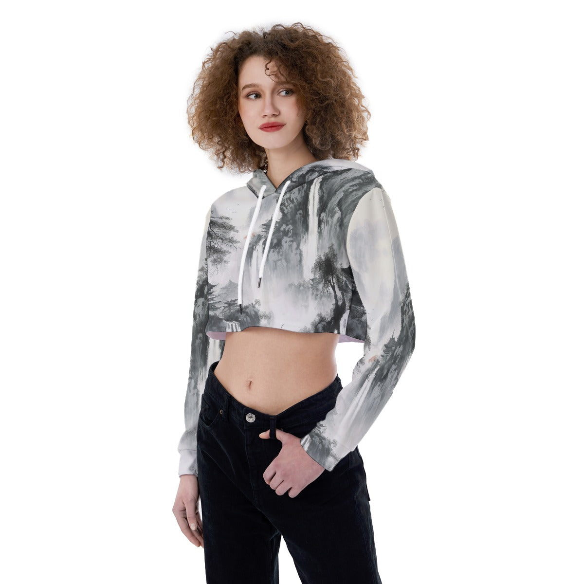 All-Over Print Women's Crop Top Hoodie
