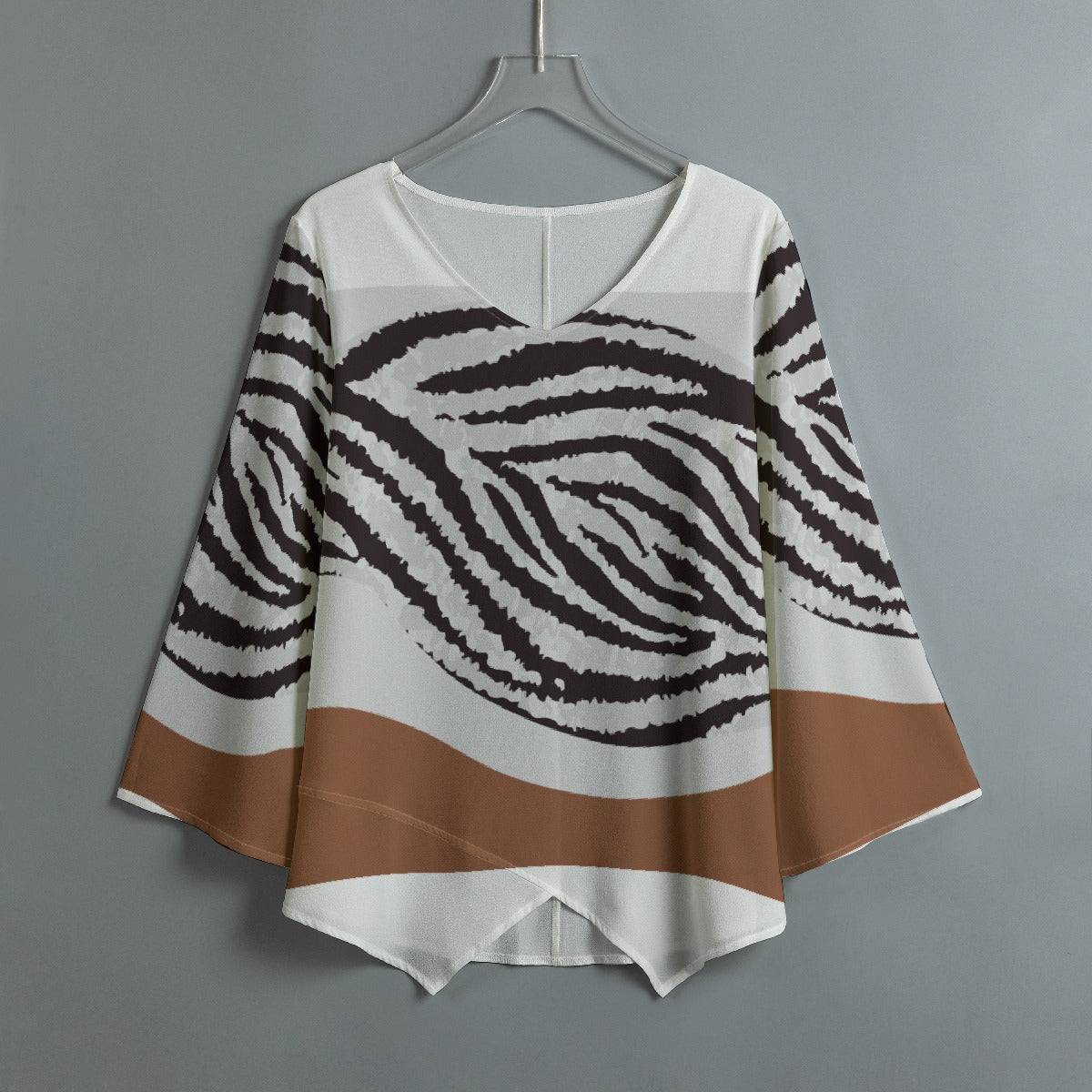 All-Over Print Women's V-neck T-shirt With Irregular Hem