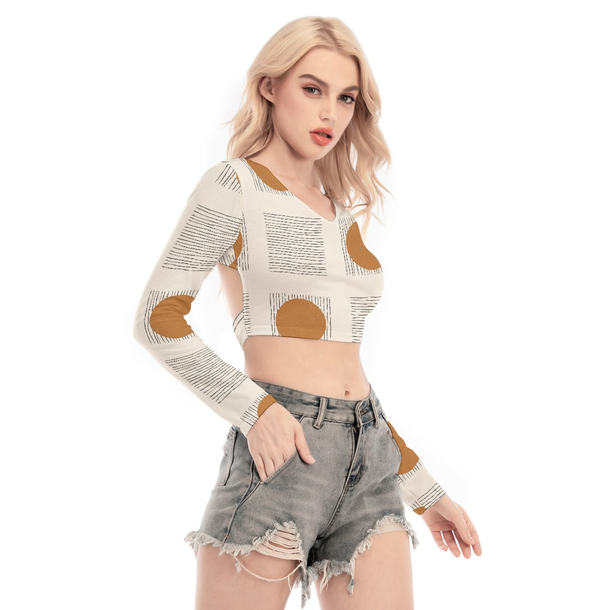 All-Over Print Women's Back Hollow T-shirt With Strap