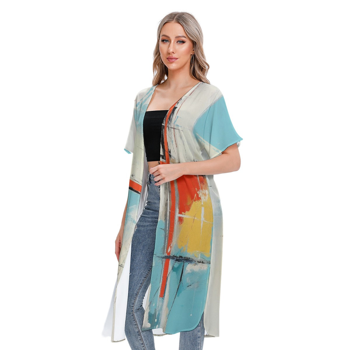 All-Over Print Women's Short Sleeve Cardigan