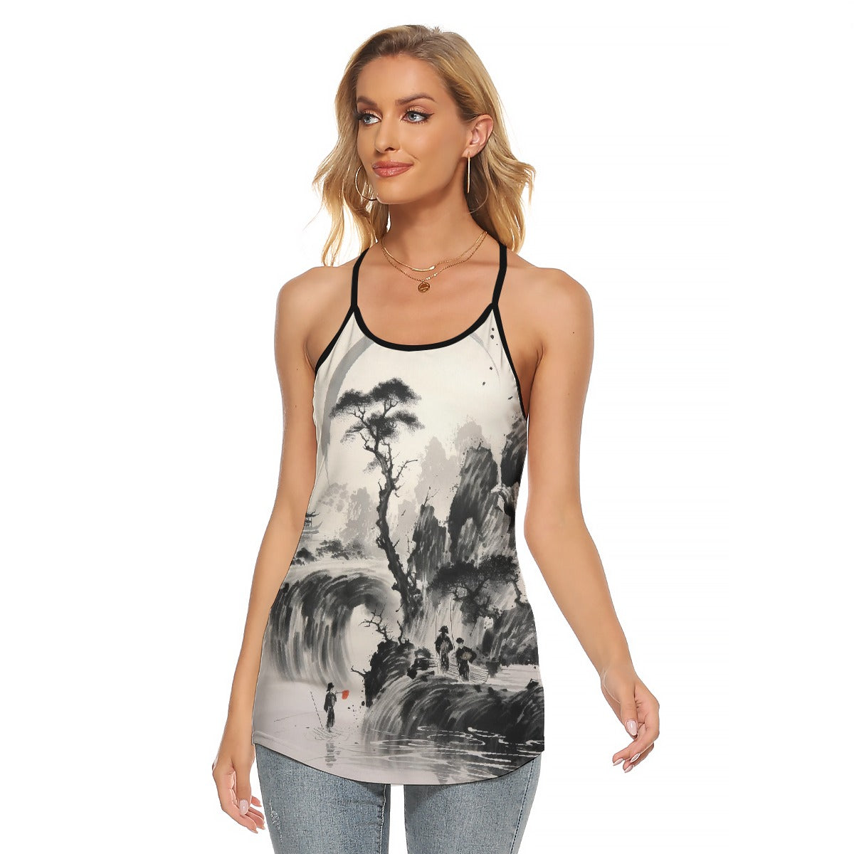 All-Over Print Women's Criss-Cross Open Back Tank Top